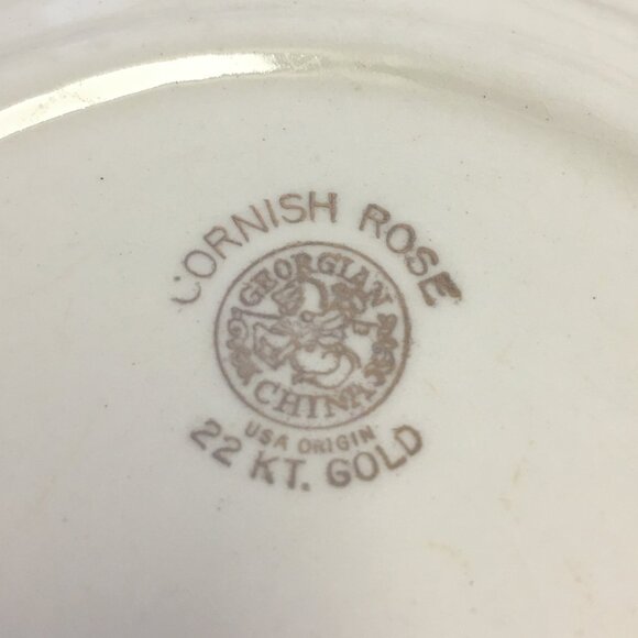 Seven Vintage Cornish Rose 22KT Gold Georgian Fine China Dessert Plates - Picture 12 of 16